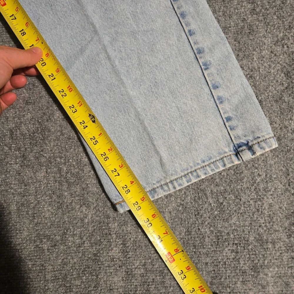 Levis 505 Denim Jeans Mens 38x29 Blue Straight Light Wash Regular Fit
